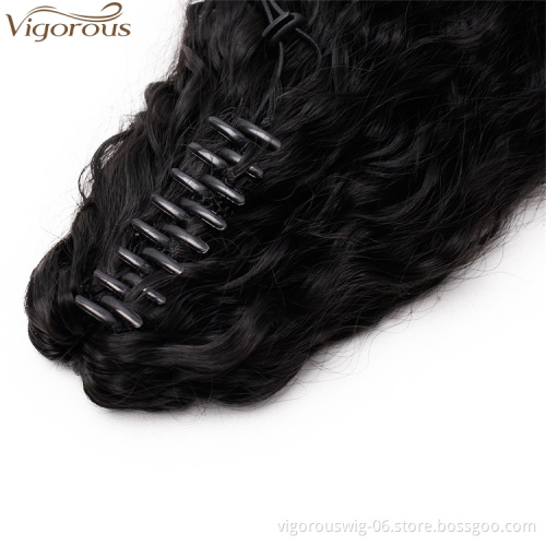 Vigorous Long Drawstring Ponytail Extension Synthetic Straight Kinky Ponytail Claw Jaw Ponytail Clip on Hair Extensions Women